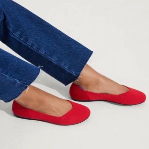 Rothy’s The Flat Round Toe Bright Red Shoes